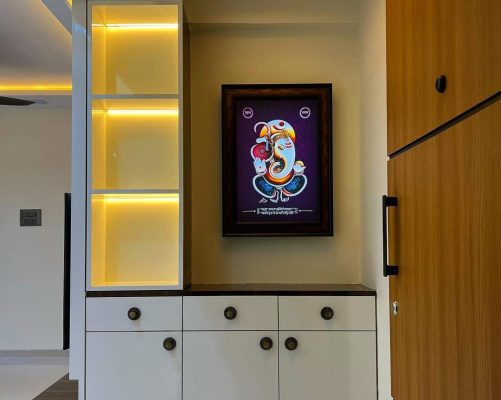 Pooja unit interior design in Ghatkopar by HK Interiors